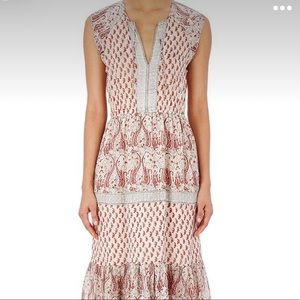 Ulla Johnson Red and White Midi Dress